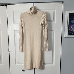 Moda International Cream Long Sleeve Sweater Dress